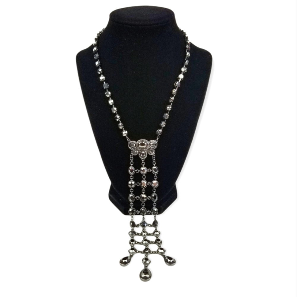 Vtg Carolee Lux Black Rhinestone Necklace EUC